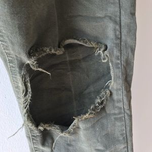 Zara Ripped Navy Green Jeans